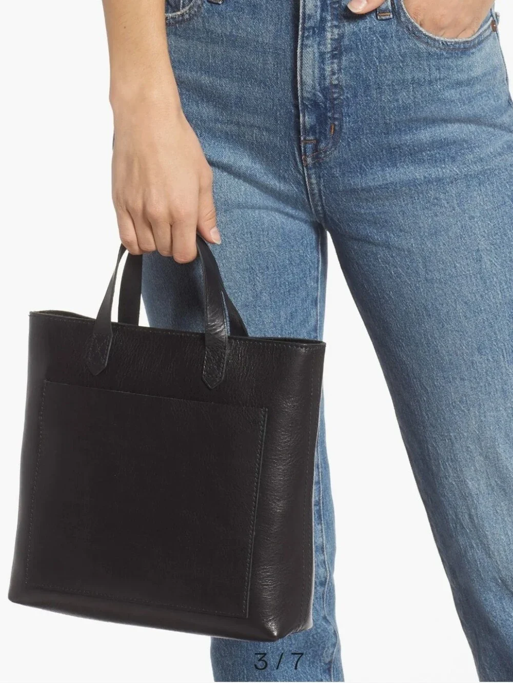 Madewell Zip Top Transport Crossbody Black Leather Tote Small - Picture 3 of 13